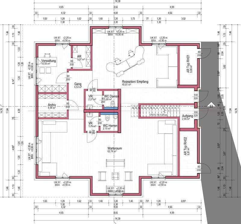 Ground floor plan with reception Alpenchalets Oberlaiming Tyrol